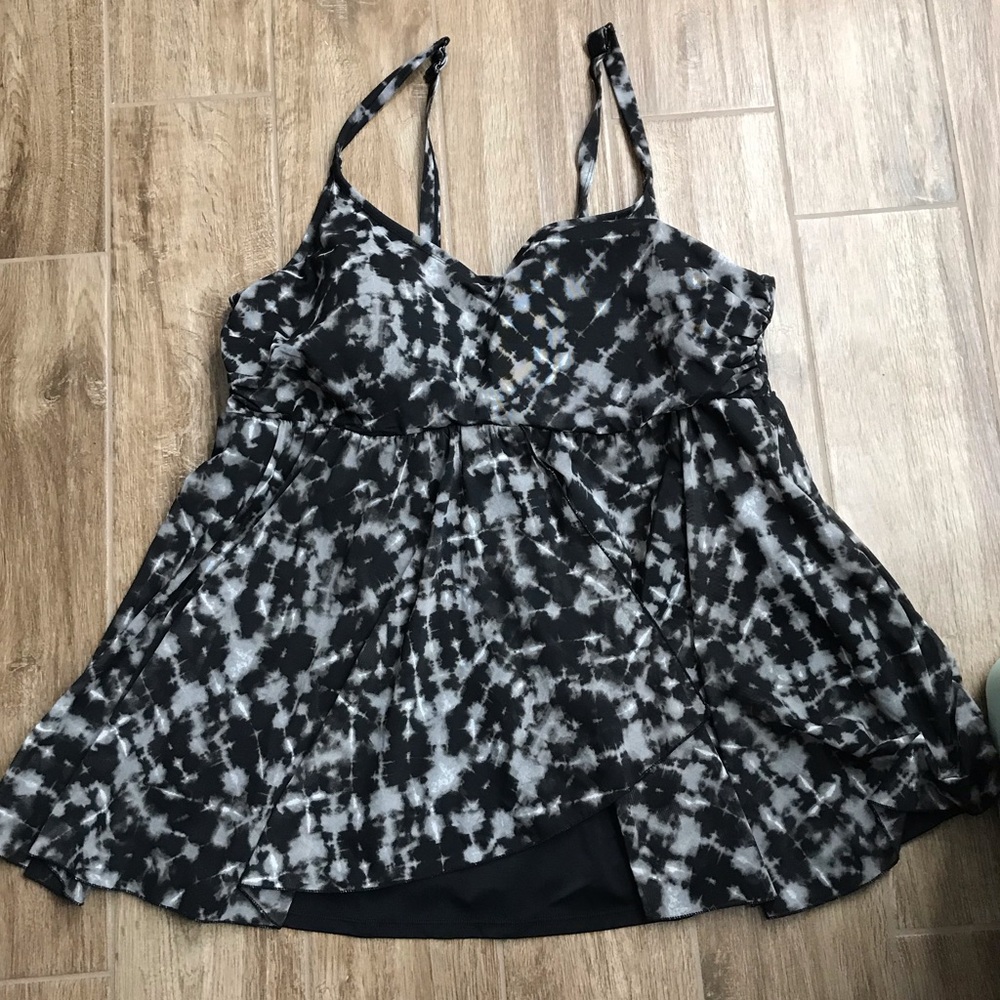 Catherines Black and White Swim Camisole